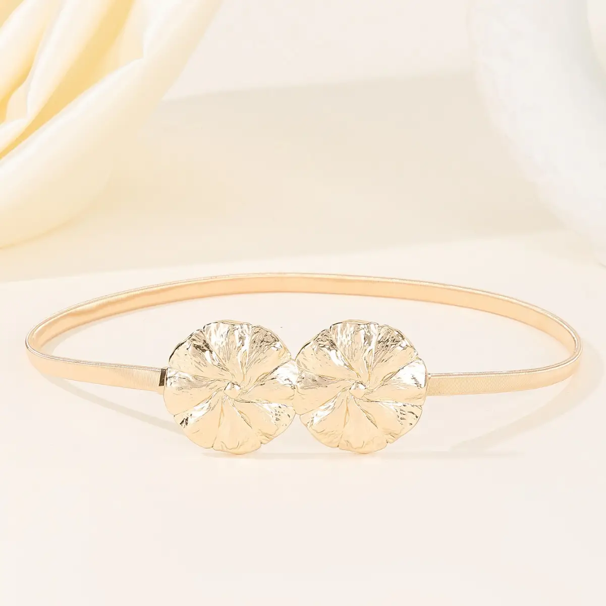 Korean Style Women's Elastic Waist Belt with Crystal Flower Design - Image 5