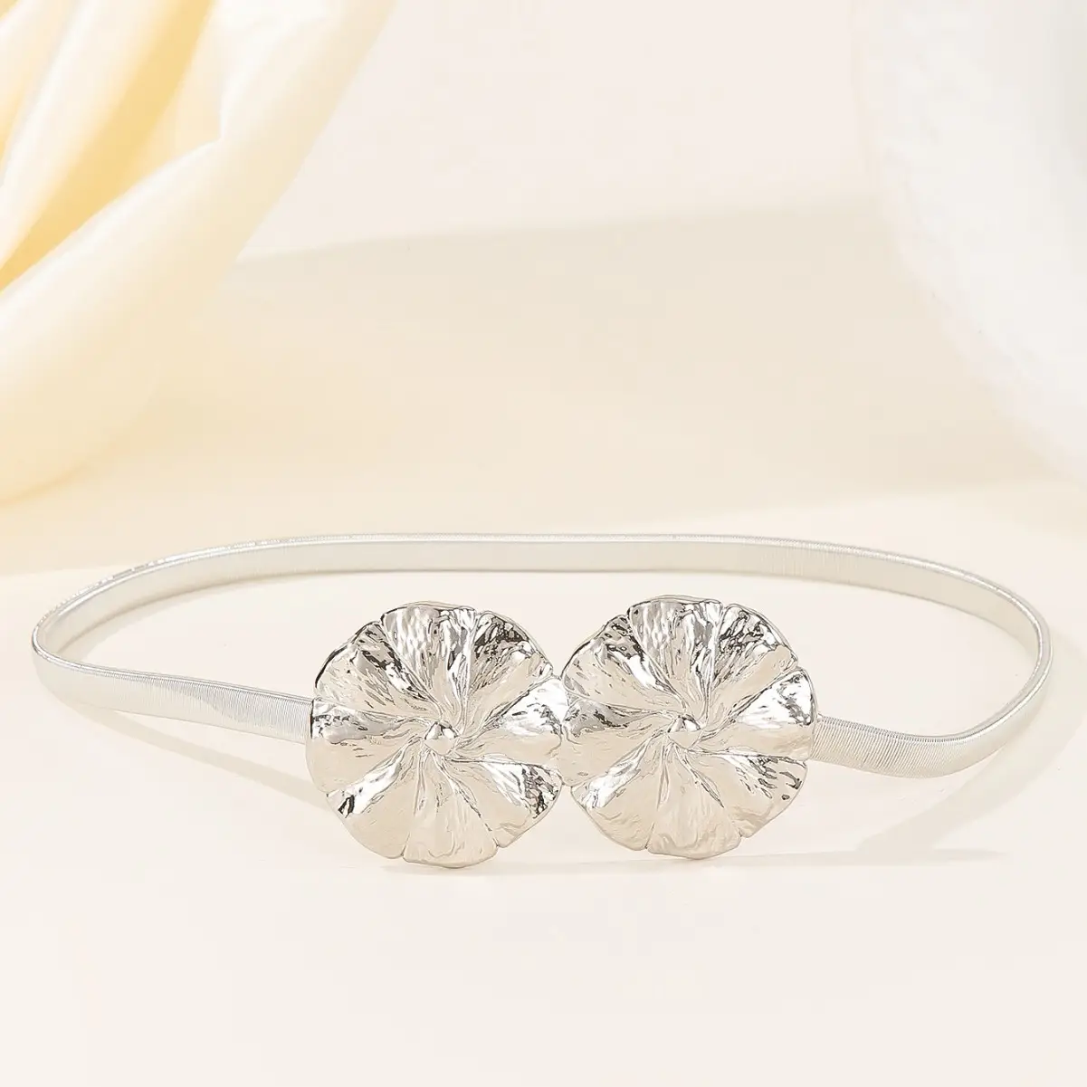 Korean Style Women's Elastic Waist Belt with Crystal Flower Design - Image 6