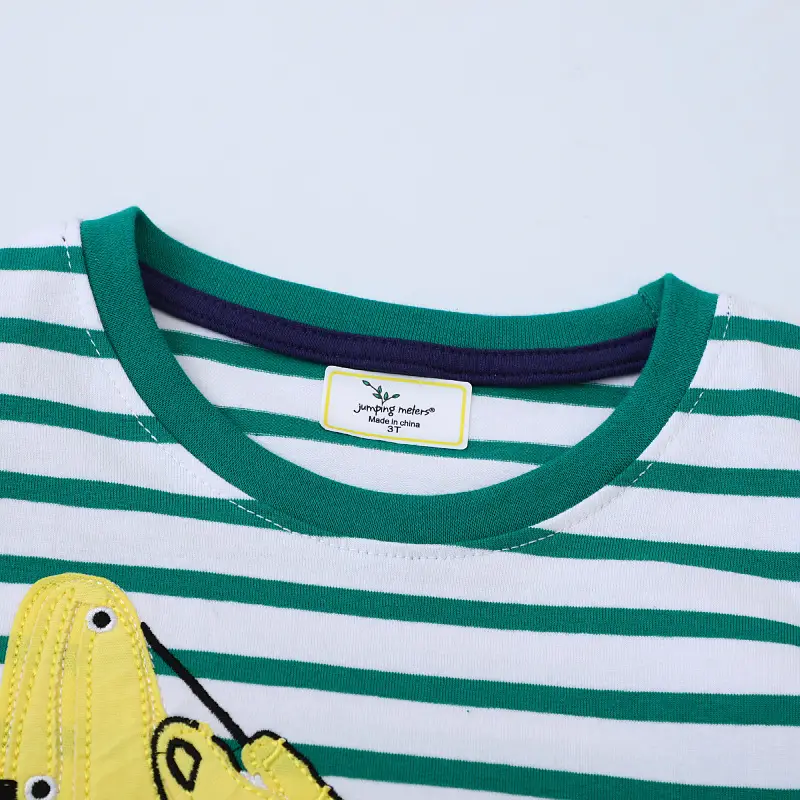 Children's Striped Long Sleeve T-Shirt Green White - Image 3