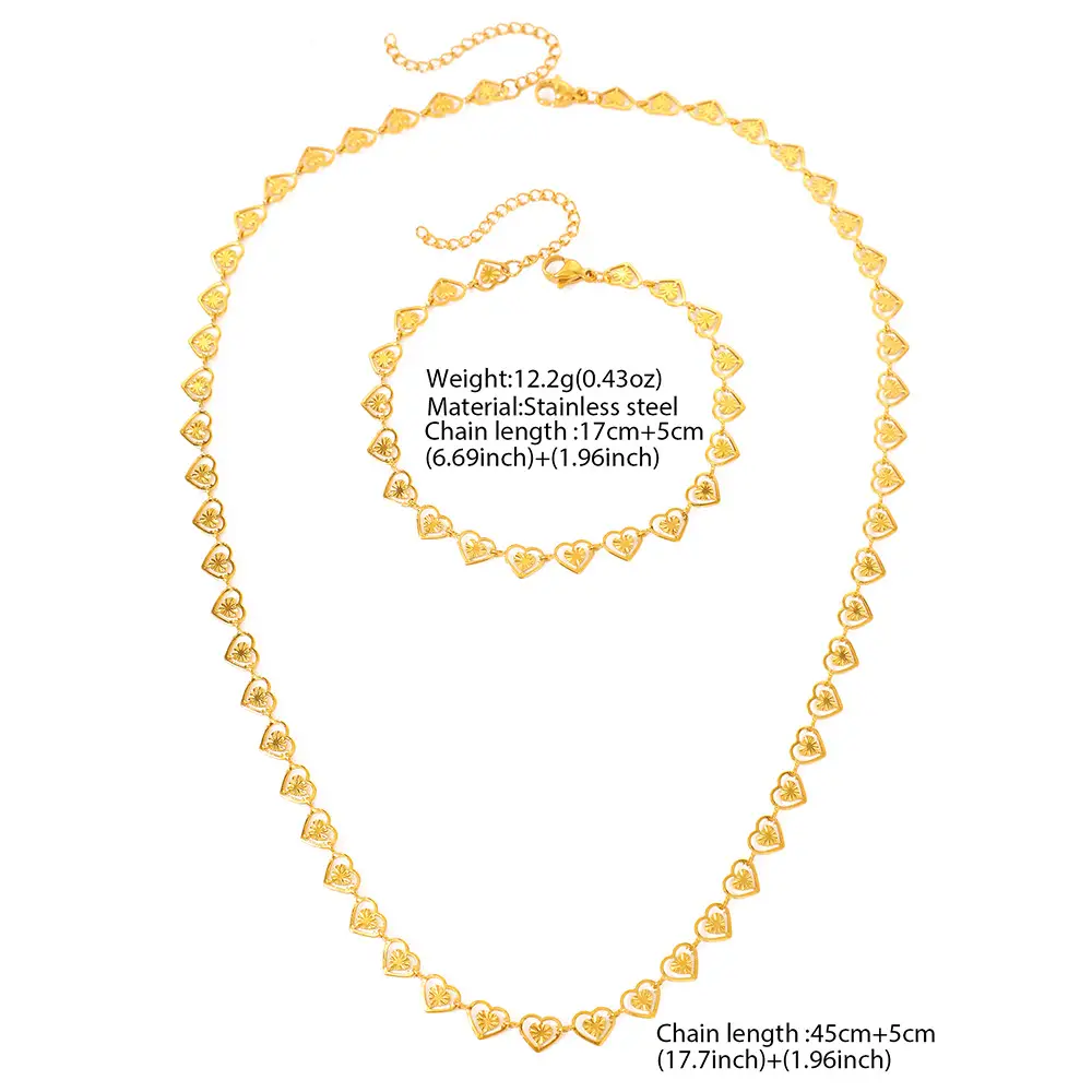 Gold Heart Chain Set for Couples Love Jewelry — feature 1