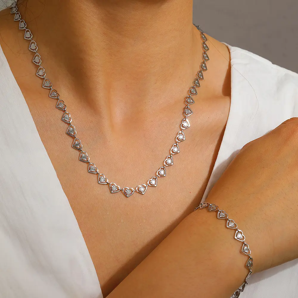 Gold Heart Chain Set for Couples Love Jewelry — feature 6