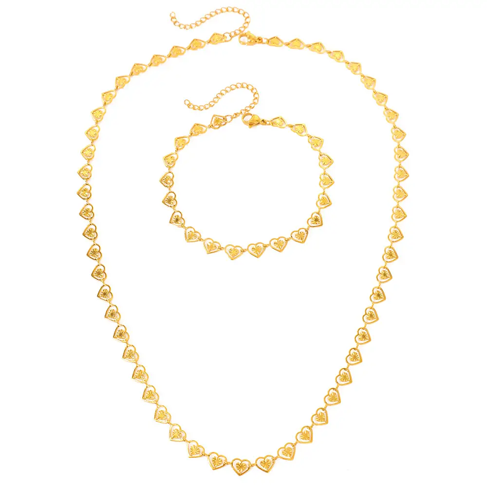 Gold Heart Chain Set for Couples Love Jewelry — feature 9