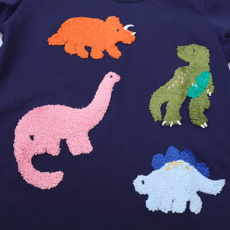 Children's Cotton Long-Sleeve T-Shirt Navy Blue - Image 4