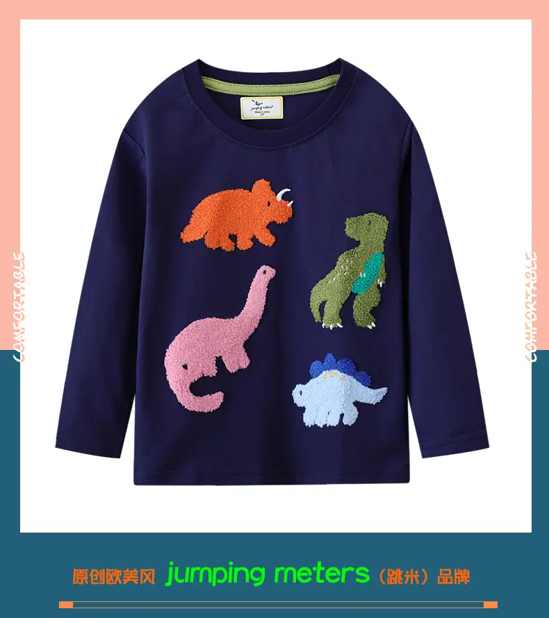 Children's Cotton Long-Sleeve T-Shirt Navy Blue — feature 2