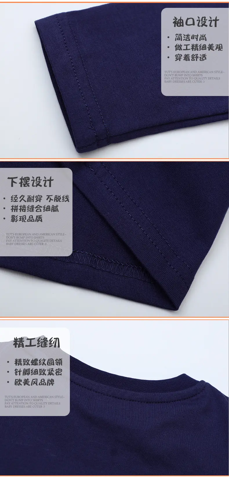 Children's Cotton Long-Sleeve T-Shirt Navy Blue — feature 6