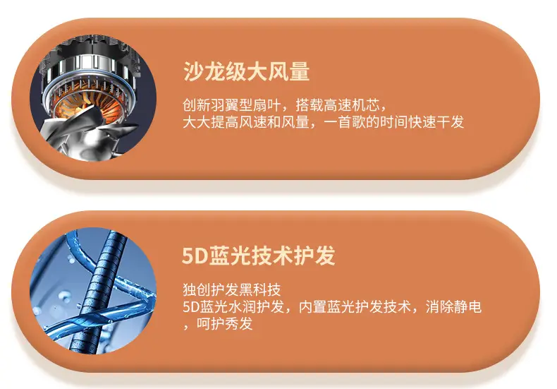 Folding Hair Dryer with Blue Light & Safety Fast Drying — feature 6