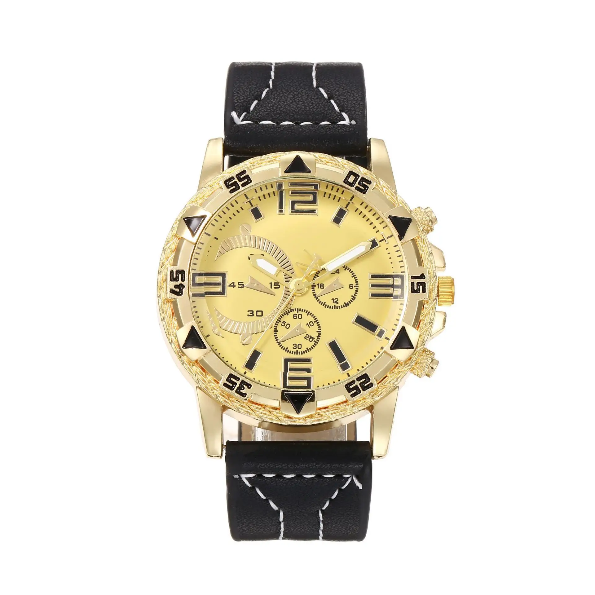 Men's Gold Dial Cross-Body Watch with Large Dial & Quartz Movement — feature 9