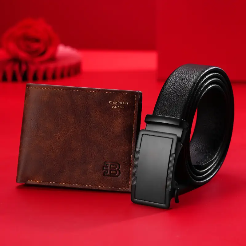 Men's Brown Leather Belt Wallet with Automatic Buckle - Image 26