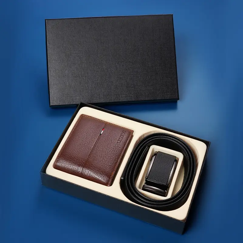 Men's Brown Leather Belt Wallet with Automatic Buckle - Image 12