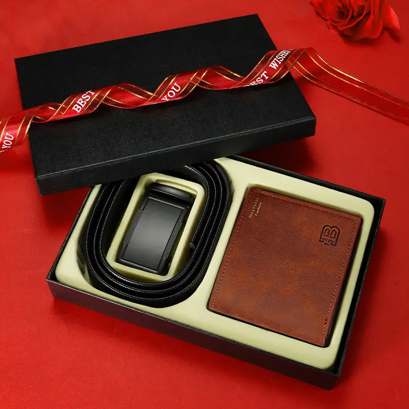 Men's Brown Leather Belt Wallet with Automatic Buckle - Image 2