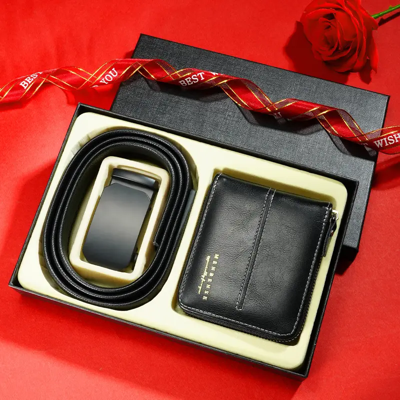 Men's Brown Leather Belt Wallet with Automatic Buckle - Image 3