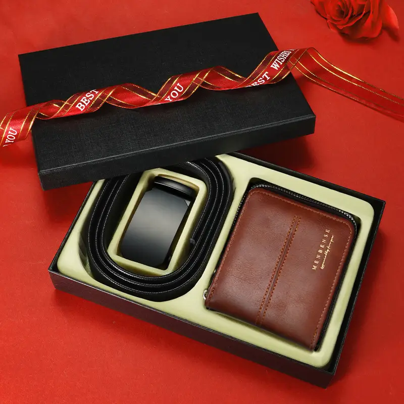 Men's Brown Leather Belt Wallet with Automatic Buckle - Image 4