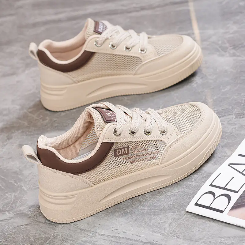 Shoes Women's 2024 New Summer Single Mesh White Shoes Breathable Thin Flat All-match Casual Mesh Sports Sneakers - Image 4