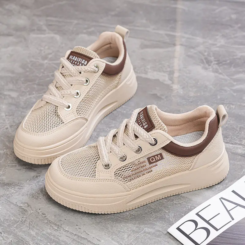 Shoes Women's 2024 New Summer Single Mesh White Shoes Breathable Thin Flat All-match Casual Mesh Sports Sneakers - Image 6