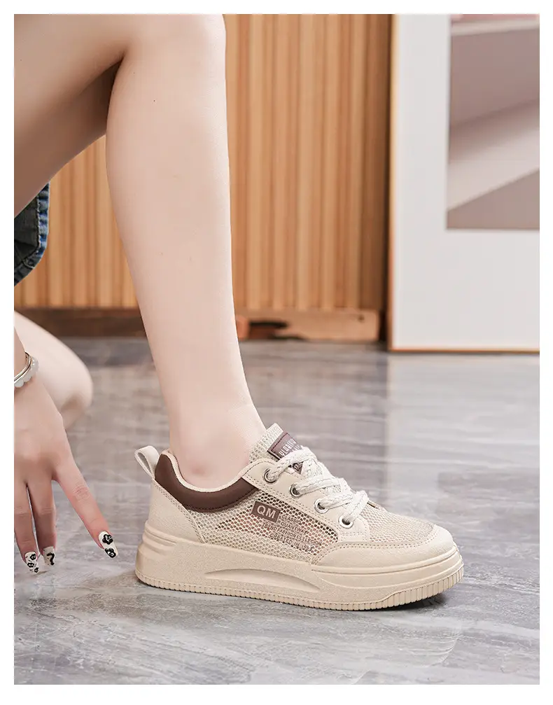 Shoes Women's 2024 New Summer Single Mesh White Shoes Breathable Thin Flat All-match Casual Mesh Sports Sneakers — feature 11