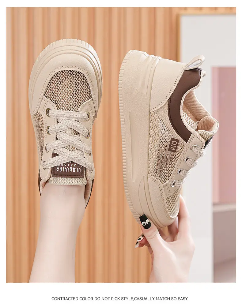 Shoes Women's 2024 New Summer Single Mesh White Shoes Breathable Thin Flat All-match Casual Mesh Sports Sneakers — feature 12
