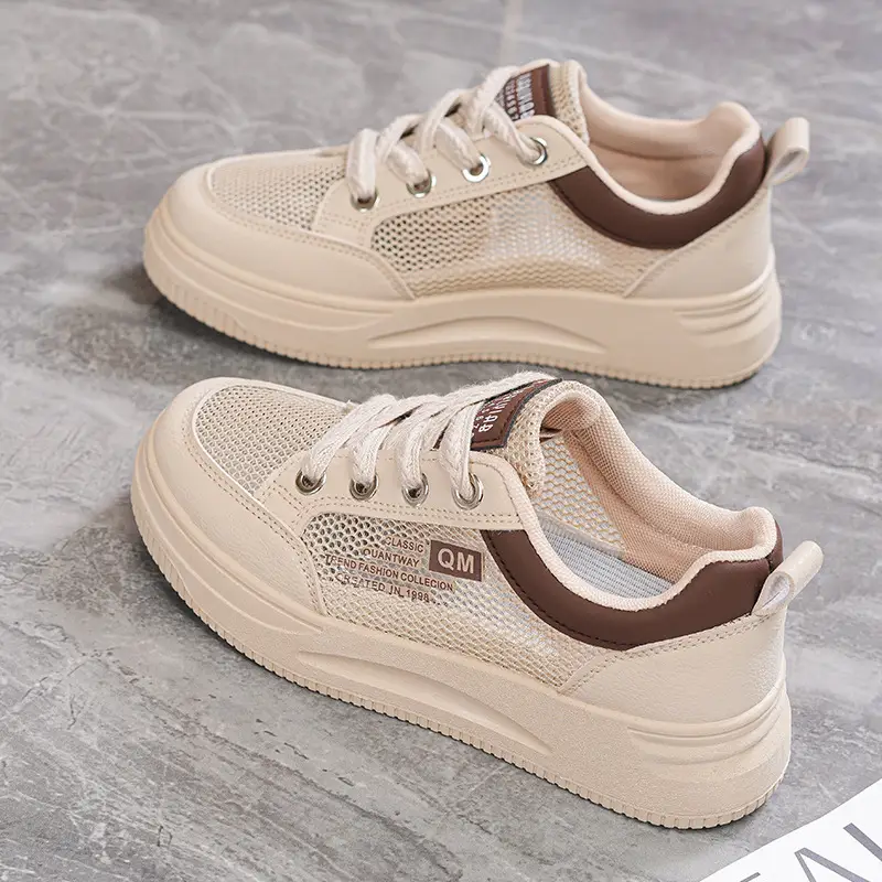 Shoes Women's 2024 New Summer Single Mesh White Shoes Breathable Thin Flat All-match Casual Mesh Sports Sneakers - Image 2