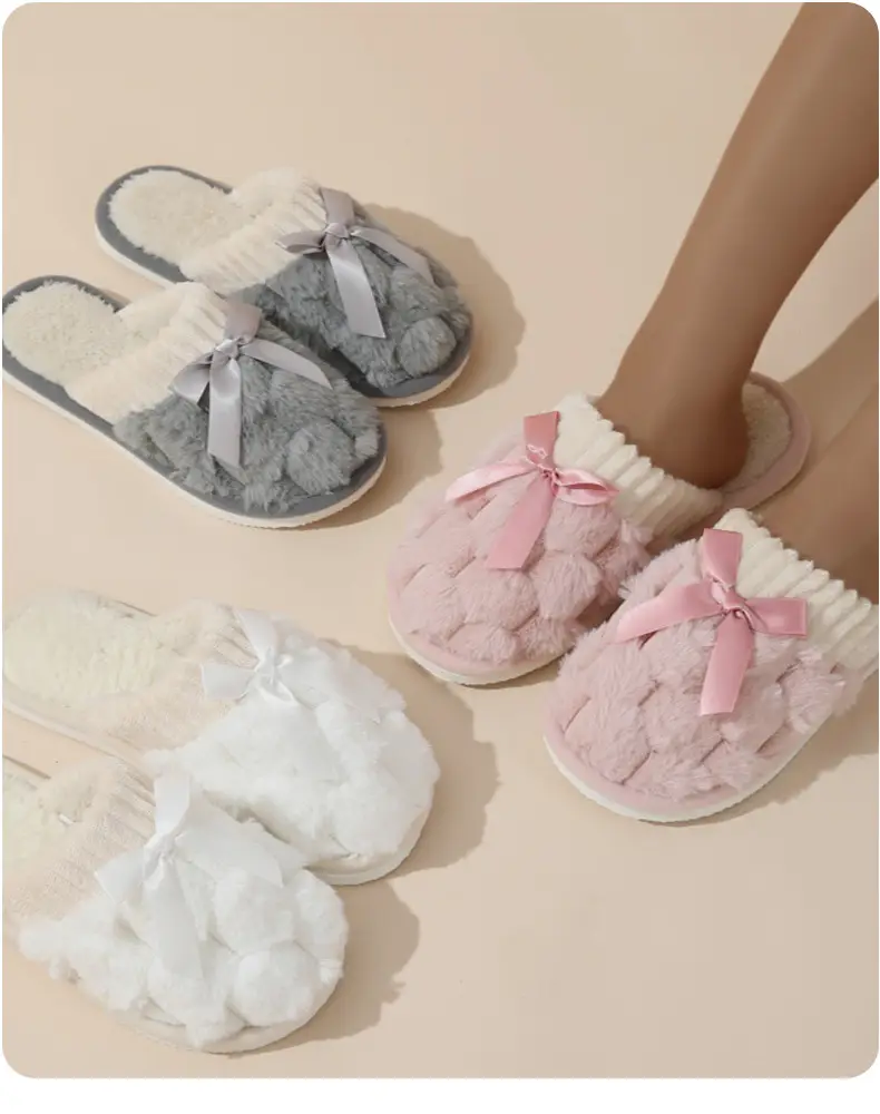 Cross-border in stock Mao Mao slippers women's autumn and winter lovers indoor warm non-slip plush cotton slippers — feature 2