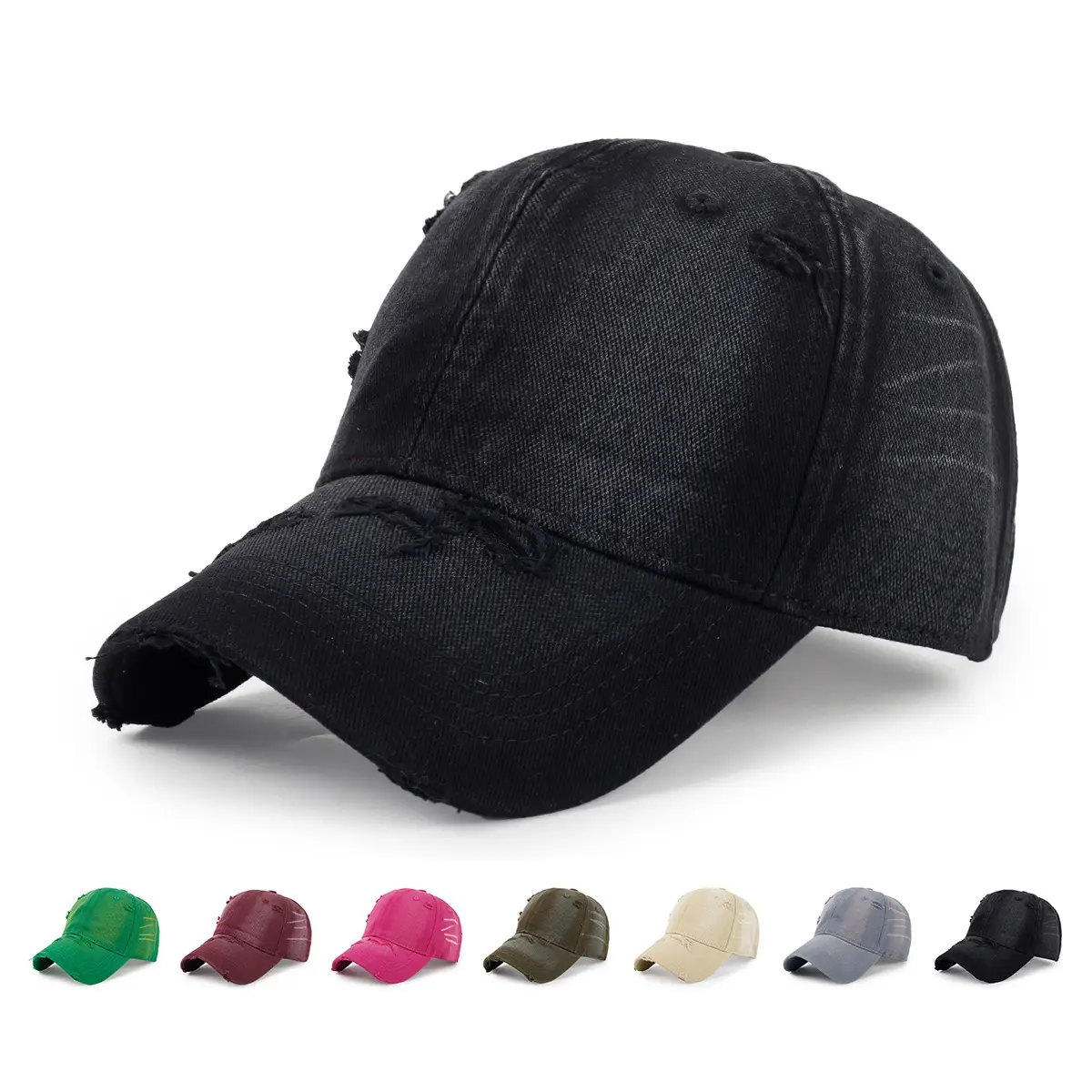 Washed Ripped Baseball Cap Men Women Casual South Korea — feature 5