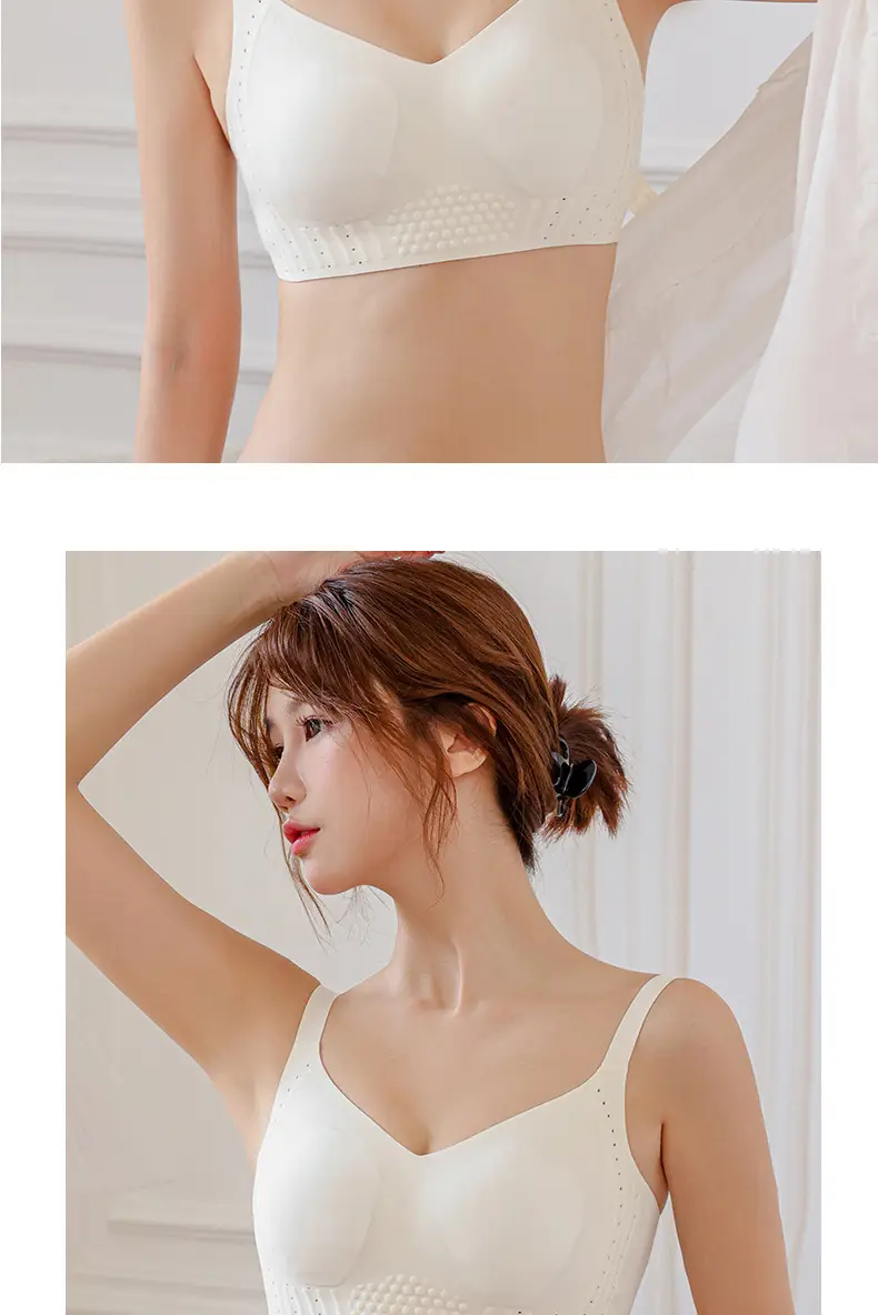 Traceless Underwear Large Chest Small Ventilation Hole Gathering Air Litching Closer Parammary Breasts Non-Rimless Bra — feature 21