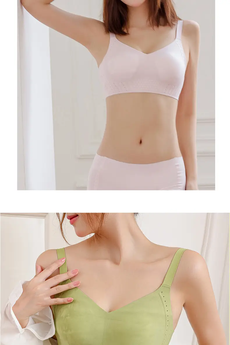 Traceless Underwear Large Chest Small Ventilation Hole Gathering Air Litching Closer Parammary Breasts Non-Rimless Bra — feature 24