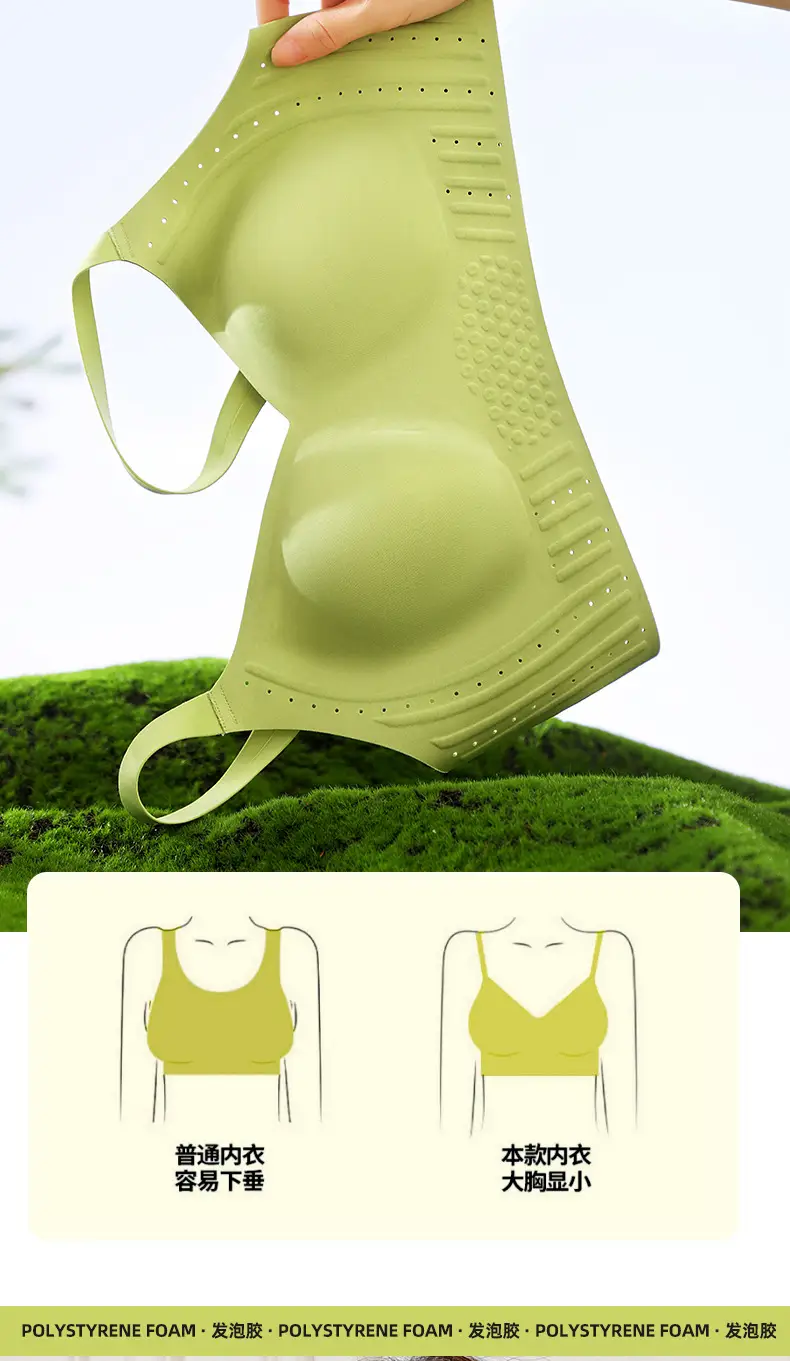 Traceless Underwear Large Chest Small Ventilation Hole Gathering Air Litching Closer Parammary Breasts Non-Rimless Bra — feature 8