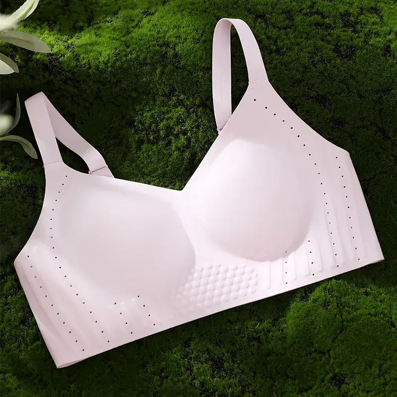 Traceless Underwear Large Chest Small Ventilation Hole Gathering Air Litching Closer Parammary Breasts Non-Rimless Bra - Image 2
