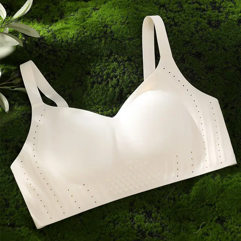 Traceless Underwear Large Chest Small Ventilation Hole Gathering Air Litching Closer Parammary Breasts Non-Rimless Bra - Image 3