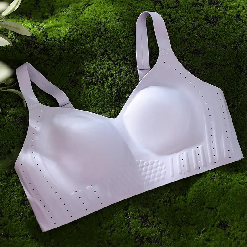 Traceless Underwear Large Chest Small Ventilation Hole Gathering Air Litching Closer Parammary Breasts Non-Rimless Bra - Image 4