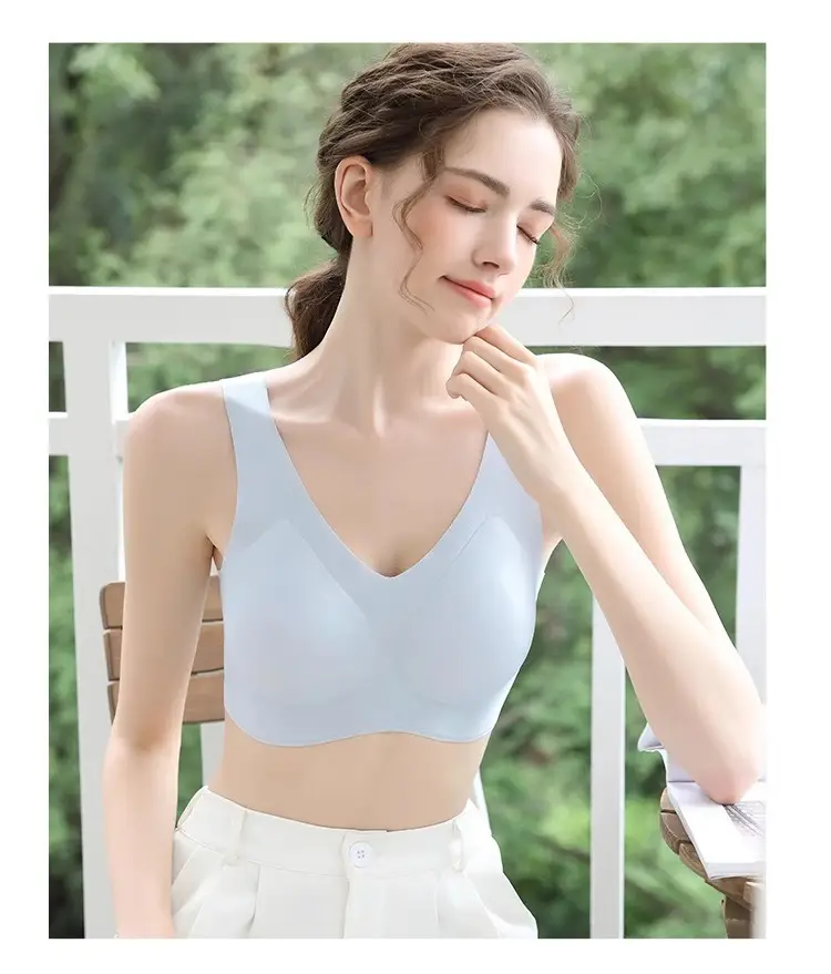 [same Style as Shuxin] ubar Thin Non-size Seamless Intimates Women's Small Breast Push-up Bra Beautiful Back Sports Vest — feature 16