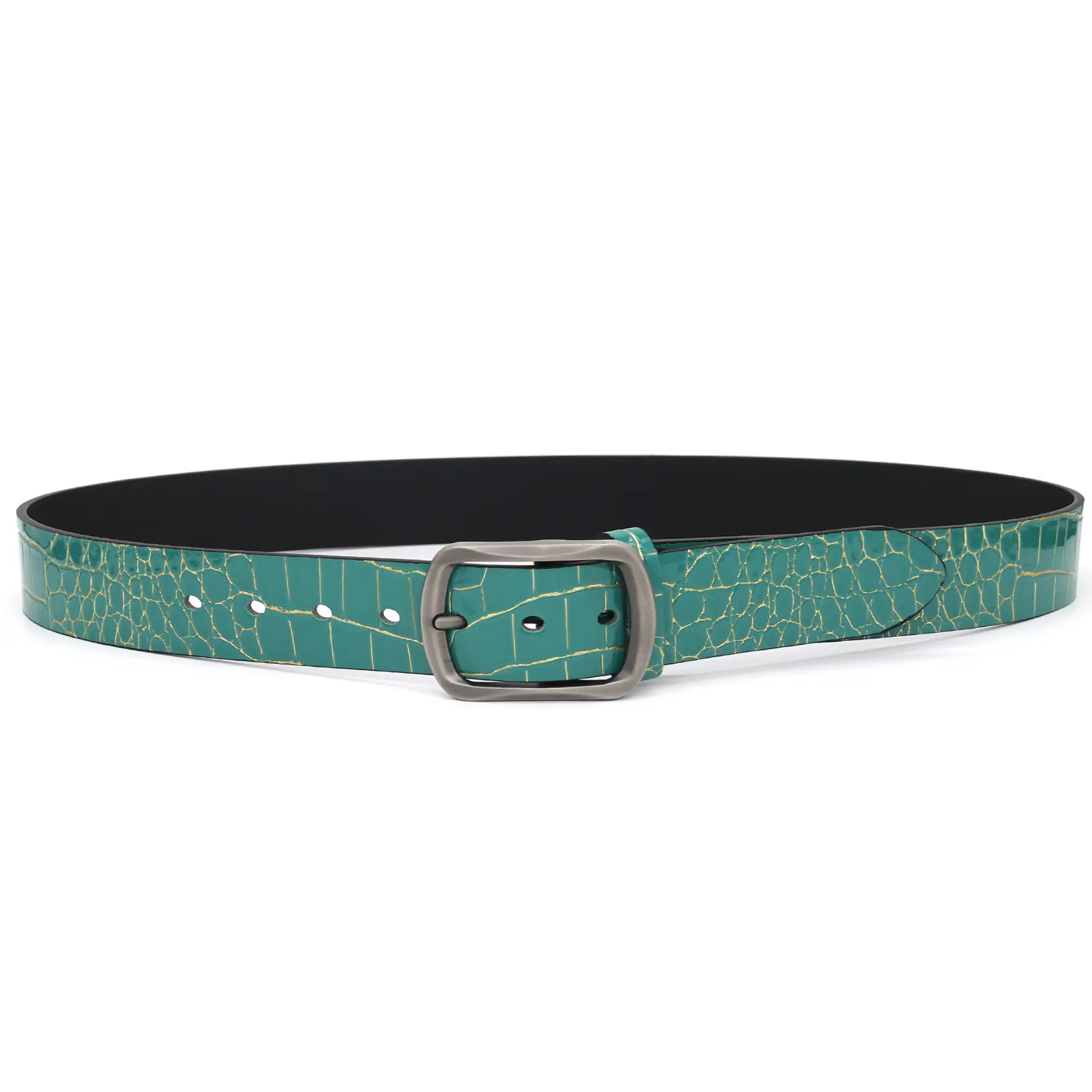 Green Croc Patchwork Belt for Men Women - Image 5