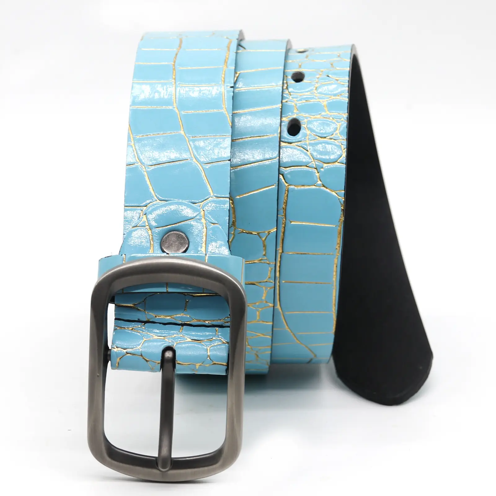 Green Croc Patchwork Belt for Men Women - Image 2