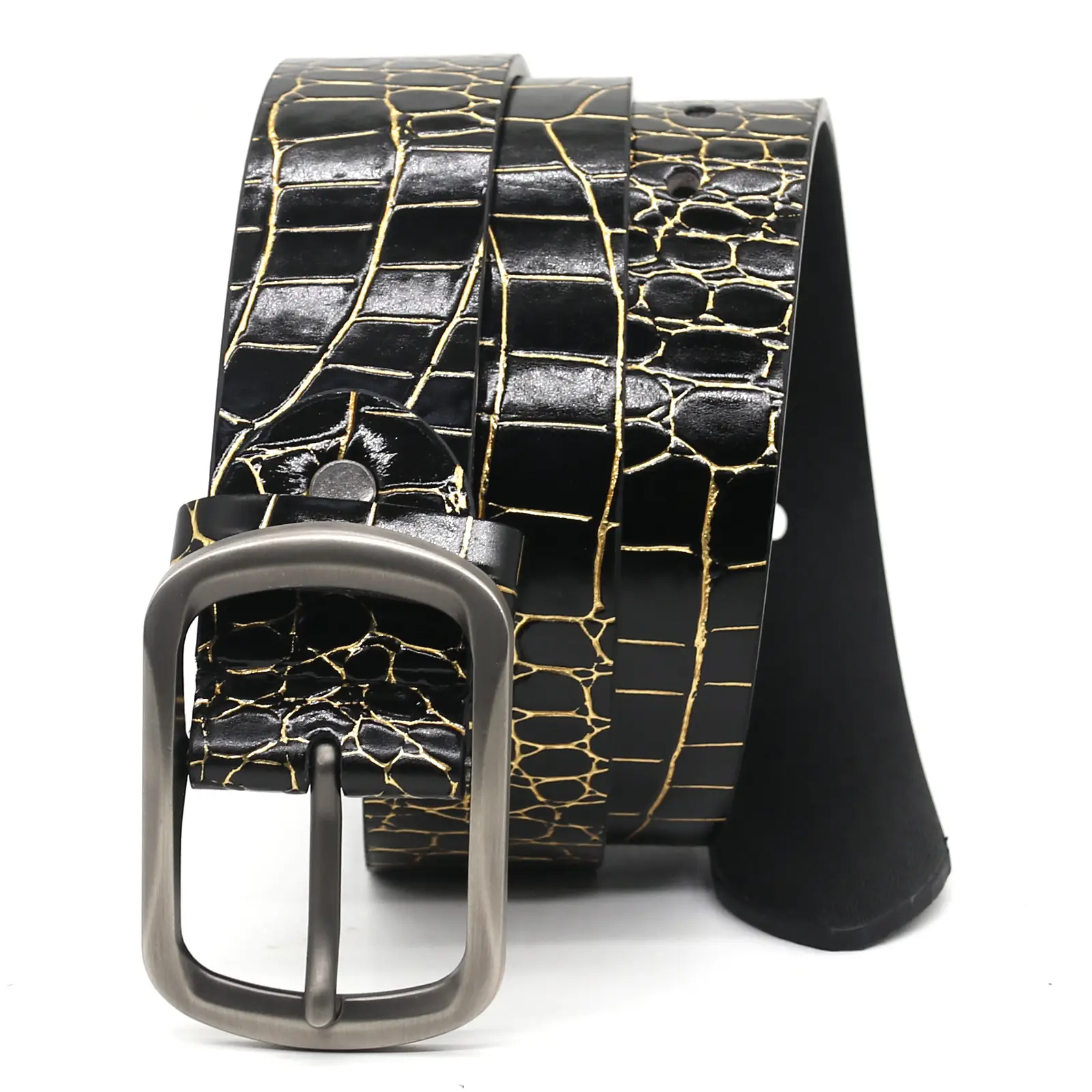 Green Croc Patchwork Belt for Men Women - Image 3
