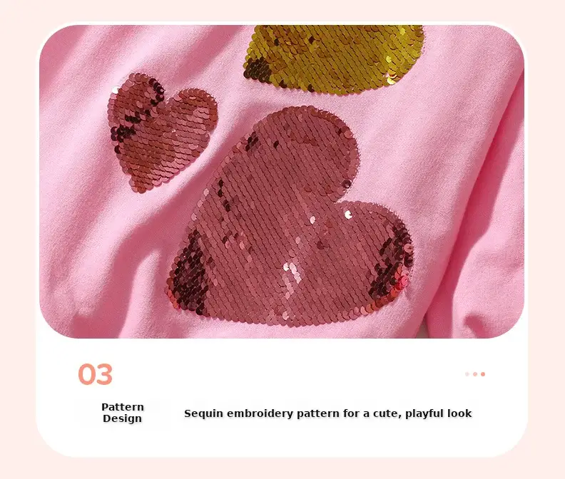 Little Girl Pink Heart Long Sleeve Suit White Pants — feature 15