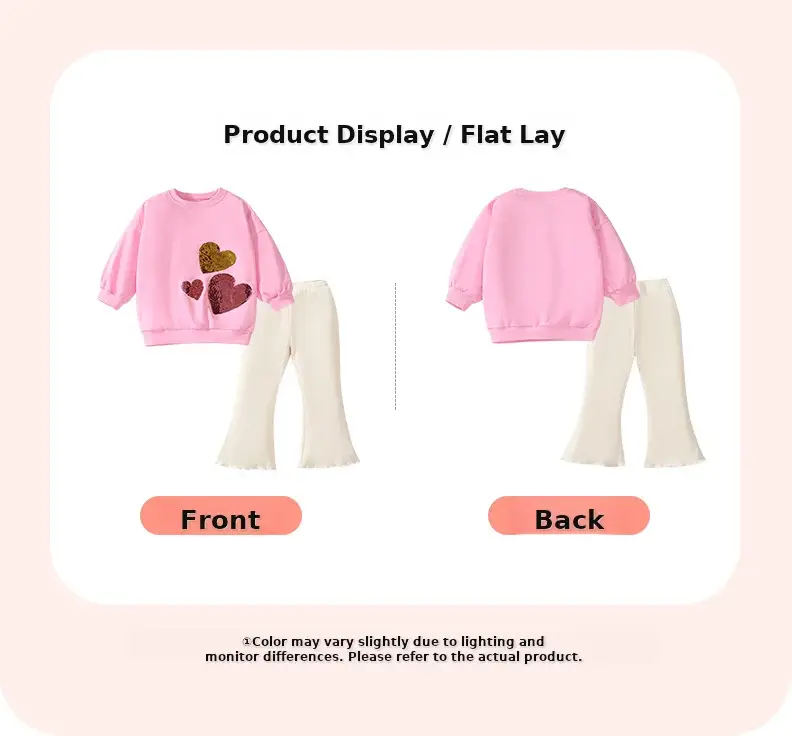 Little Girl Pink Heart Long Sleeve Suit White Pants — feature 19