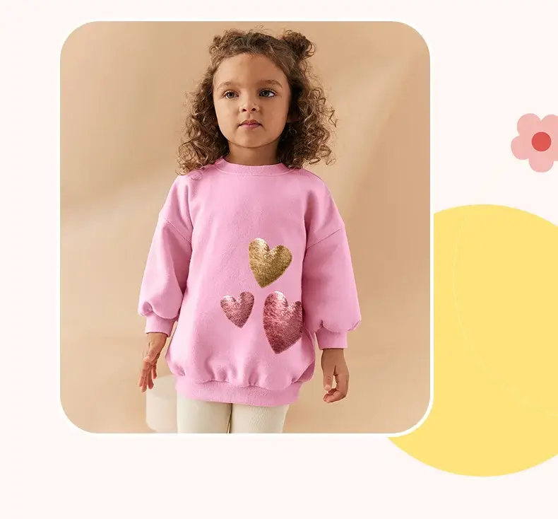 Little Girl Pink Heart Long Sleeve Suit White Pants — feature 8