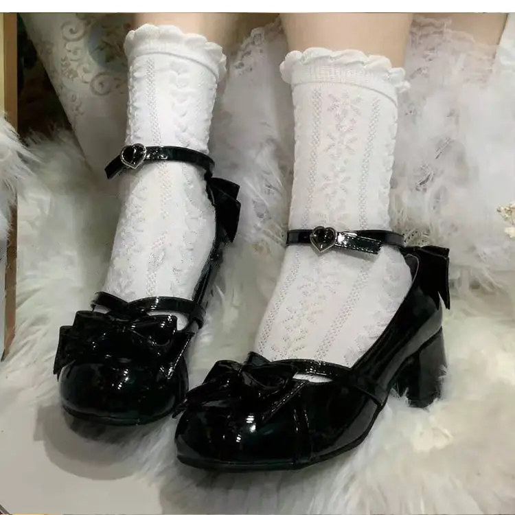 Mary Jane Shoes Women's 2023 Summer New Cross Strap Bow Lolita Elegant Round Toe Thick Heel Single Shoes for Women - Image 7