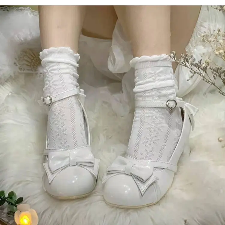 Mary Jane Shoes Women's 2023 Summer New Cross Strap Bow Lolita Elegant Round Toe Thick Heel Single Shoes for Women — feature 2