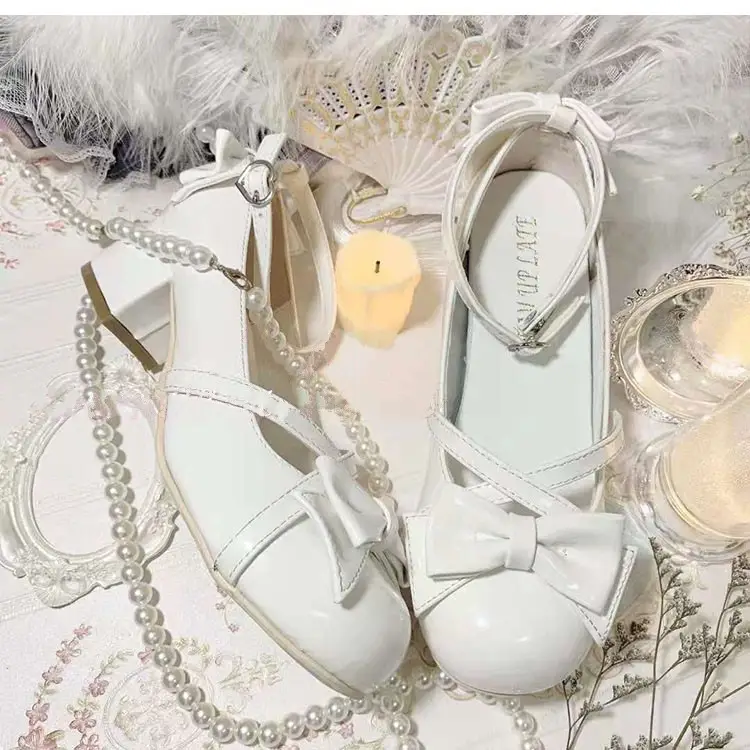 Mary Jane Shoes Women's 2023 Summer New Cross Strap Bow Lolita Elegant Round Toe Thick Heel Single Shoes for Women — feature 5