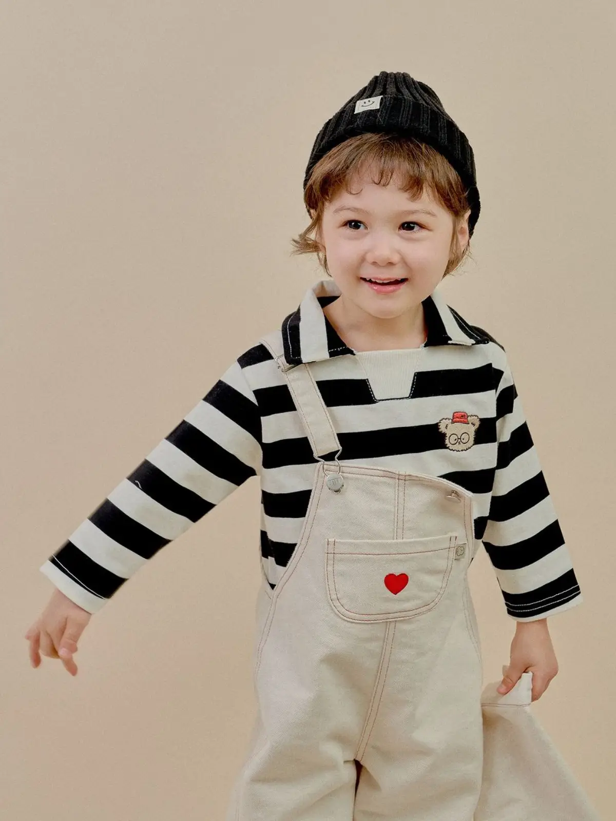 Boys Striped Cotton T-Shirt with Embroidered Bear - Image 4