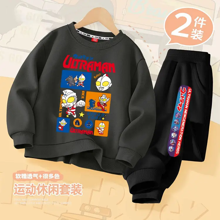 Kids Superhero Sweatpants Set Green Black 2 Pcs - Image 3