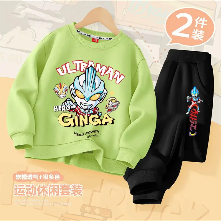 Kids Superhero Sweatpants Set Green Black 2 Pcs - Image 6