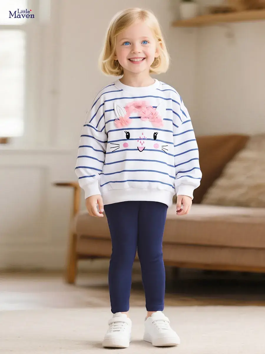 Little maven Autumn Cute Girl's suit Embroidery Fashion European and American Children's suit Girl's Two-piece Set - Image 3
