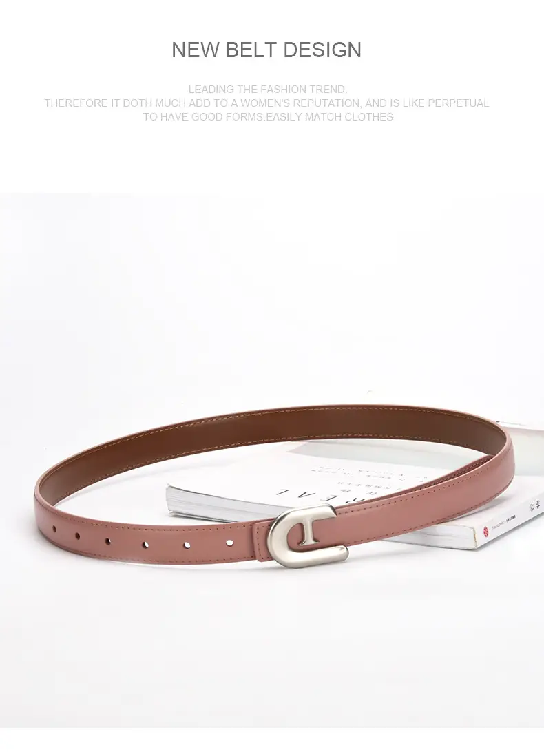 Women's Genuine Leather Belt Dark Brown with C Buckle β feature 11