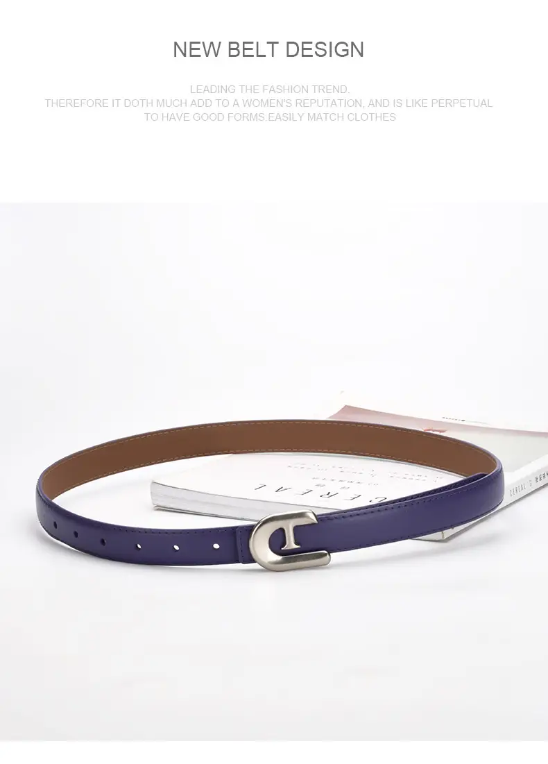 Women's Genuine Leather Belt Dark Brown with C Buckle β feature 12