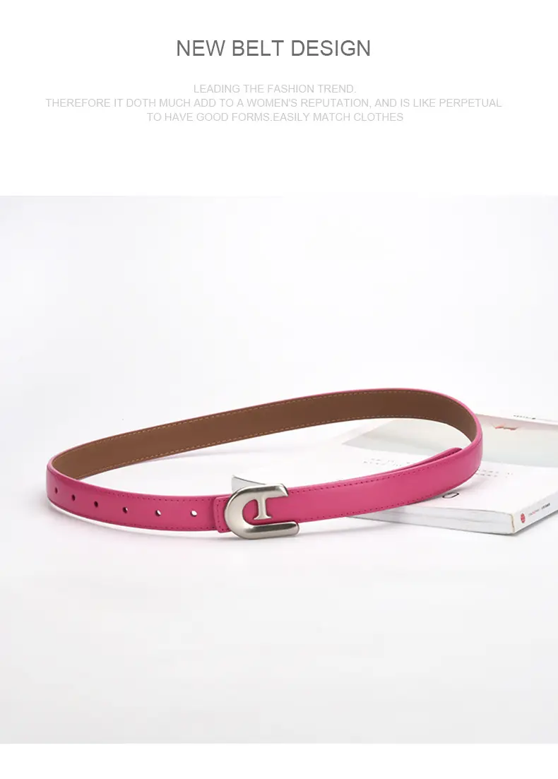 Women's Genuine Leather Belt Dark Brown with C Buckle β feature 13