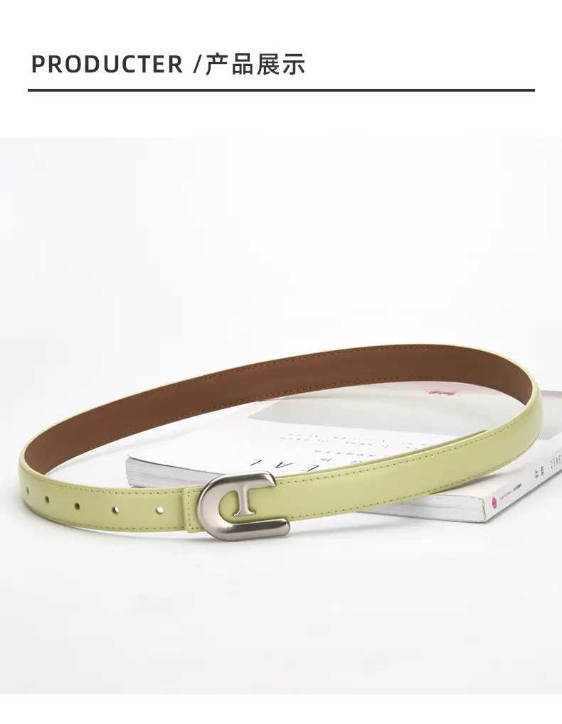 Women's Genuine Leather Belt Dark Brown with C Buckle β feature 9