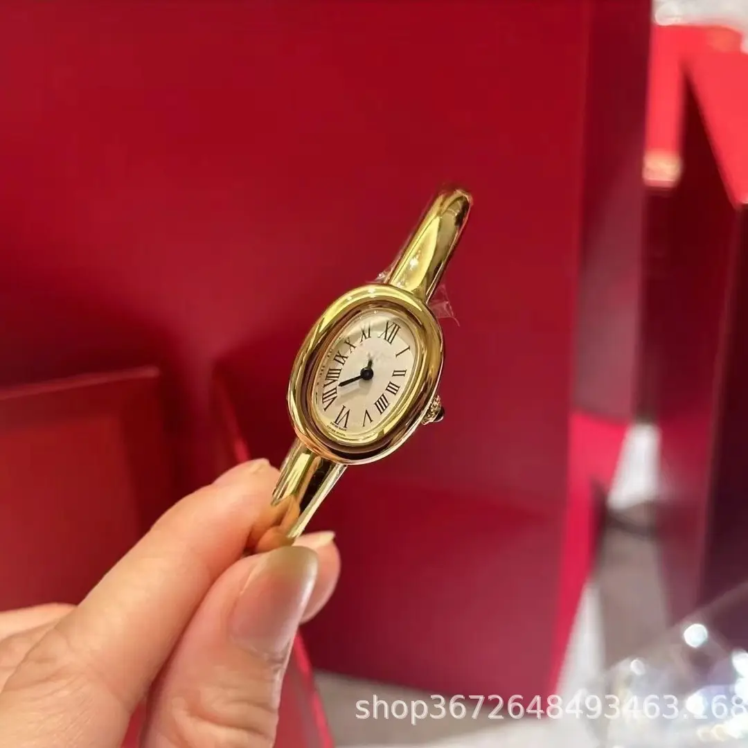 Gold Oval Women's Quartz Watch with Roman Numeral Dial - Image 3