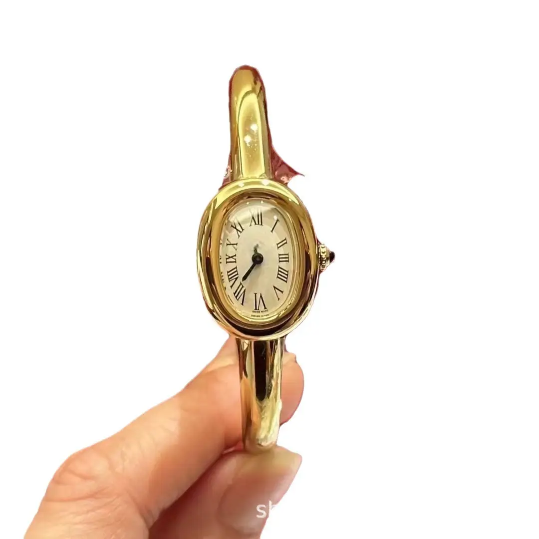 Gold Oval Women's Quartz Watch with Roman Numeral Dial - Image 4