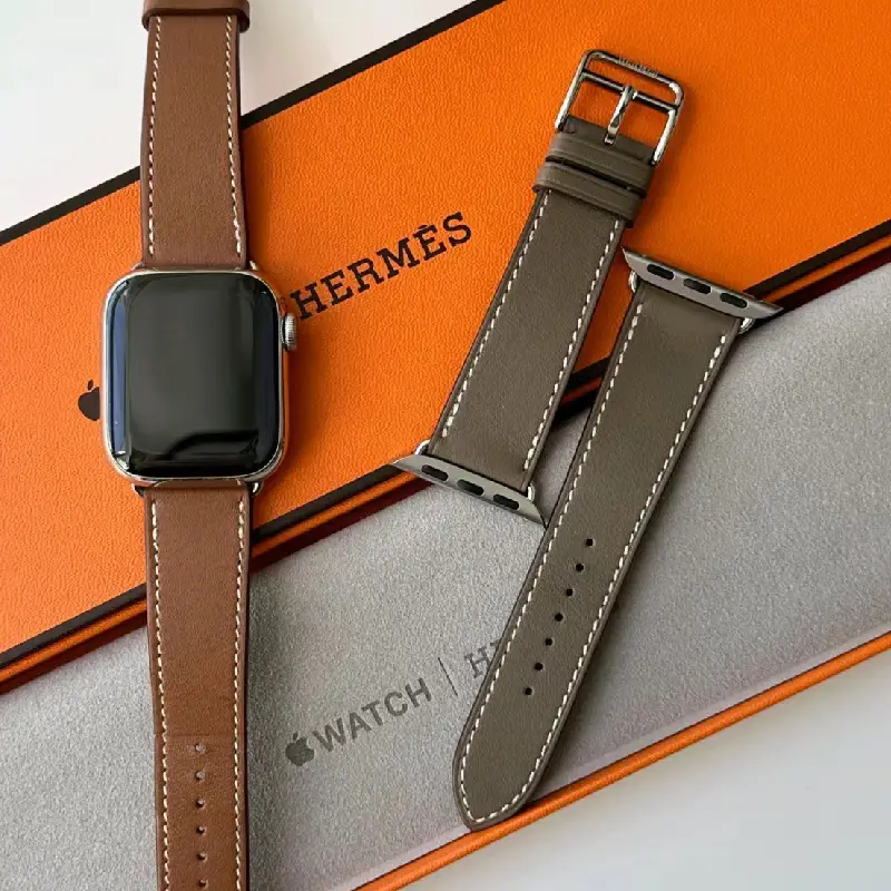 Suitable for Hermès Apple Watch 3 Apple Watch Strap Made of First-Layer Genuine Leather Iwatch11/Ultra3 Strap 46